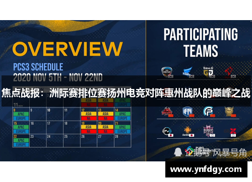 焦点战报：洲际赛排位赛扬州电竞对阵惠州战队的巅峰之战